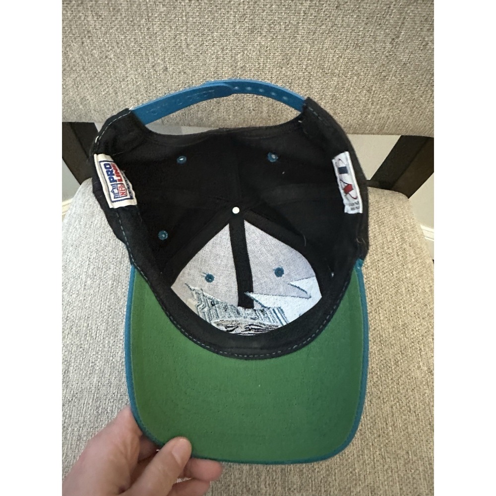 VTG 90s Jacksonville Jaguars Logo Athletic Sharktooth Black Dome Snapback Hat - Picture 2 of 7